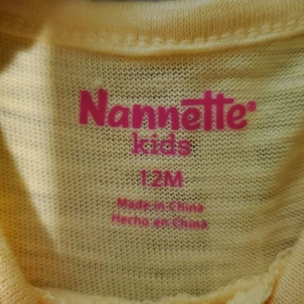 Nannette Kids matching set baby girls Two piece 12 months Yellow top/ plaid pant